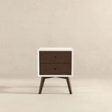 Caroline Mid Century Modern Style White Night Stand 2-Drawer by Ashcroft Imports at Eve Furniture
