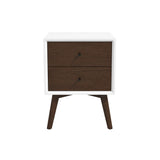 Caroline Mid Century Modern Style White Night Stand 2-Drawer by Ashcroft Imports at Eve Furniture