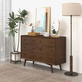 Caroline Mid Century Modern Walnut Dresser 6 Drawer by Ashcroft Furniture at Eve Furniture