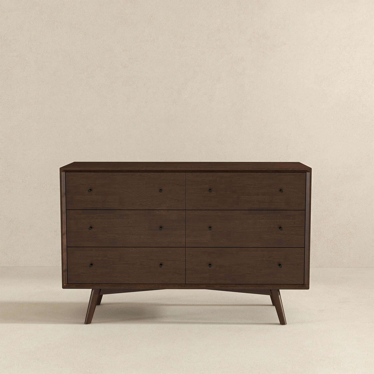 Caroline Mid Century Modern Walnut Dresser 6 Drawer by Ashcroft Furniture at Eve Furniture