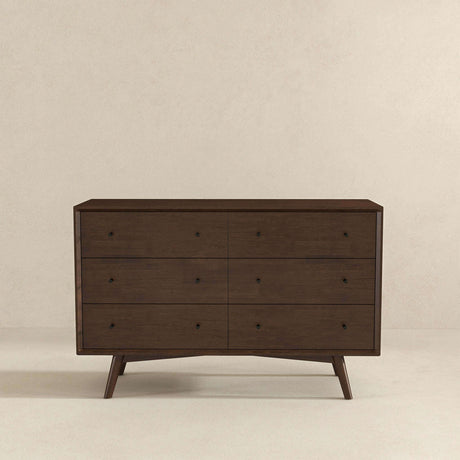 Caroline Mid Century Modern Walnut Dresser 6 Drawer by Ashcroft Furniture at Eve Furniture