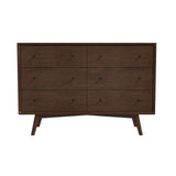 Caroline Mid Century Modern Walnut Dresser 6 Drawer by Ashcroft Furniture at Eve Furniture
