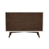 Caroline Mid-Century Modern White Dresser 6 Drawer by Ashcroft Furniture at Eve Furniture