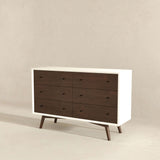 Caroline Mid-Century Modern White Dresser 6 Drawer by Ashcroft Furniture at Eve Furniture