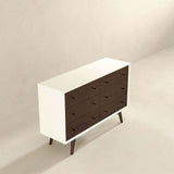 Caroline Mid-Century Modern White Dresser 6 Drawer by Ashcroft Furniture at Eve Furniture