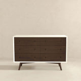 Caroline Mid-Century Modern White Dresser 6 Drawer by Ashcroft Furniture at Eve Furniture