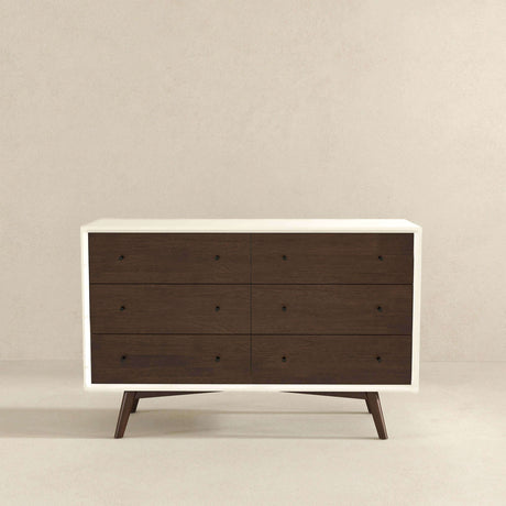Caroline Mid-Century Modern White Dresser 6 Drawer by Ashcroft Furniture at Eve Furniture
