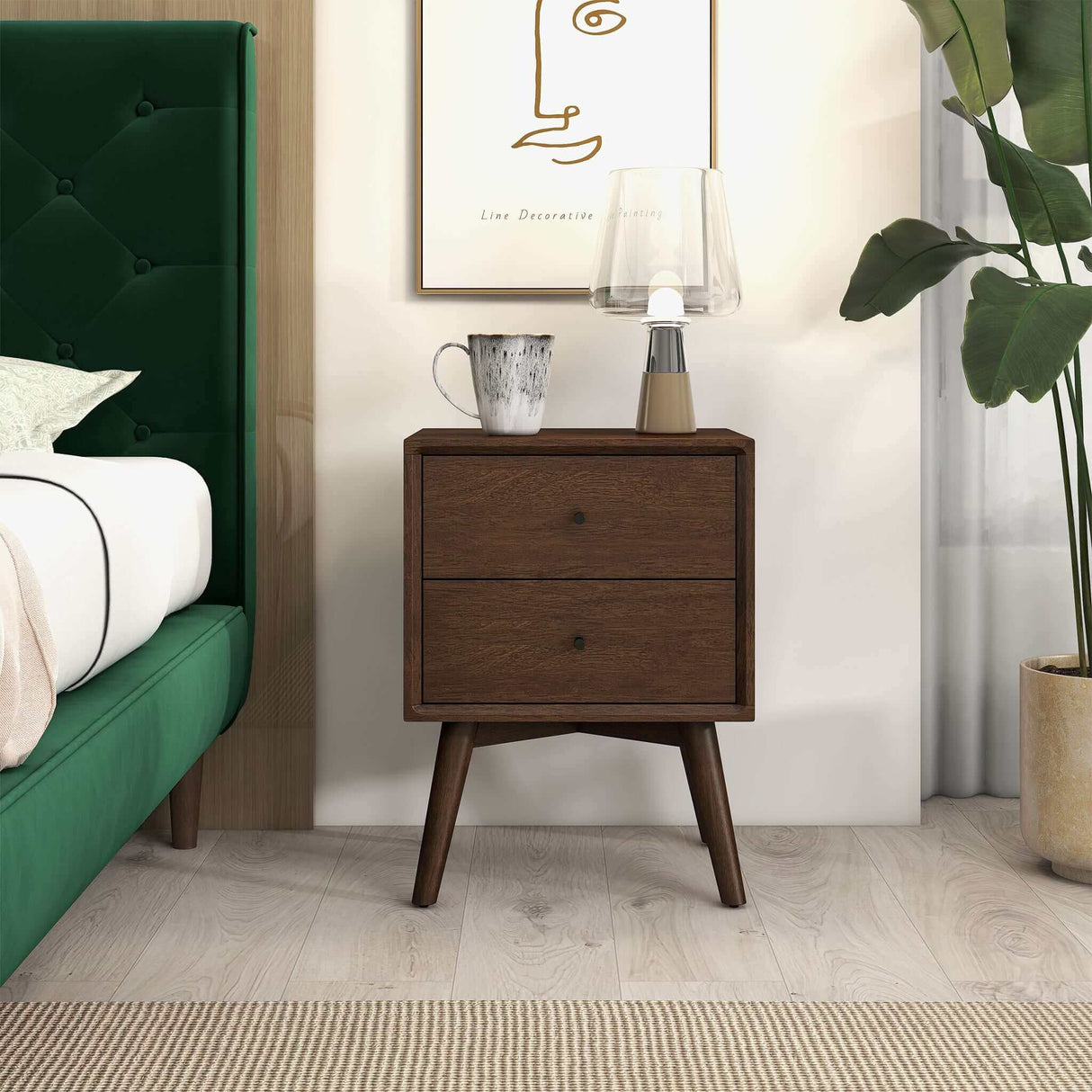 Caroline Walnut Night Stand 2-Drawer by Ashcroft Furniture at Eve Furniture
