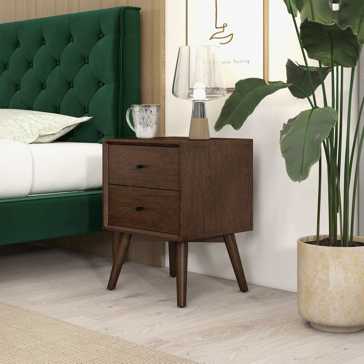 Caroline Walnut Night Stand 2-Drawer by Ashcroft Furniture at Eve Furniture
