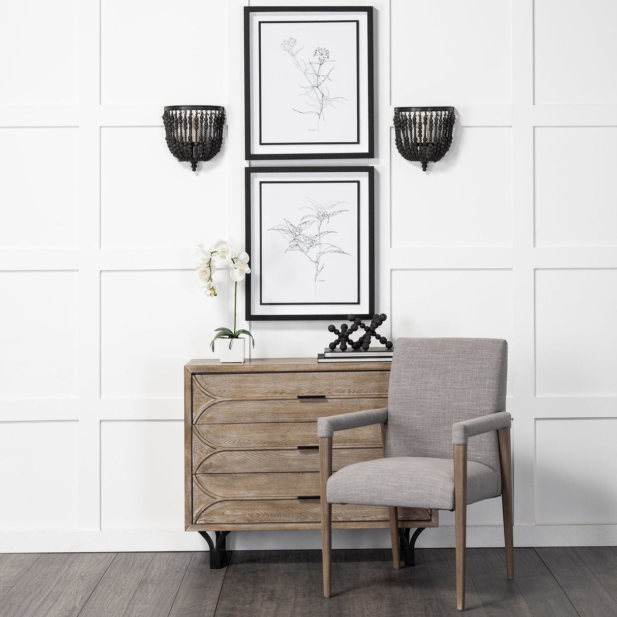 Carollan I (Small) Black Geometric Wood Ball Jack by Mercana at Eve Furniture