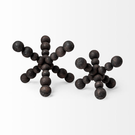 Carollan II (Large) Black Geometric Wood Ball Jack by Mercana at Eve Furniture