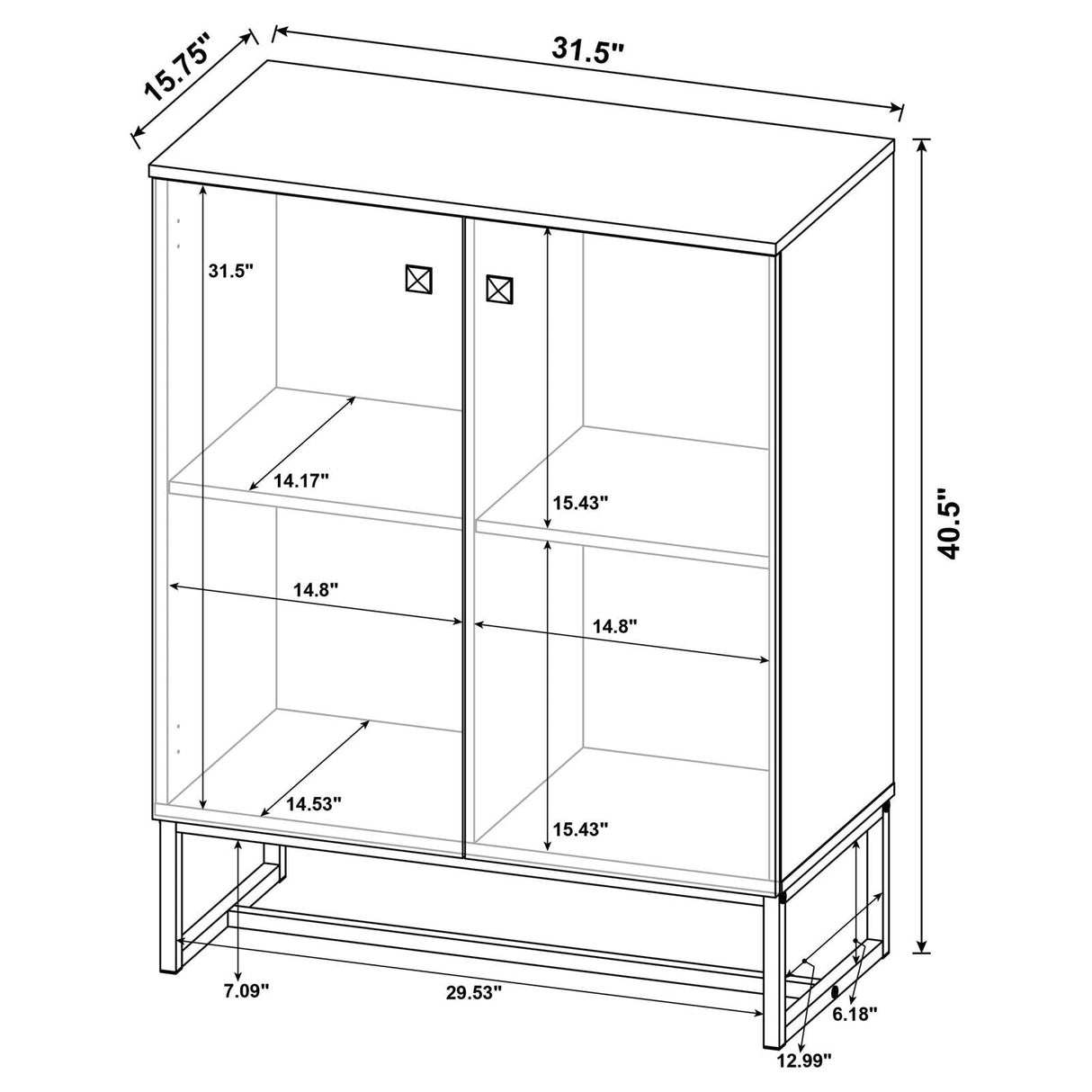 Carolyn Rustic Oak/Gunmetal 2-Door Accent Cabinet