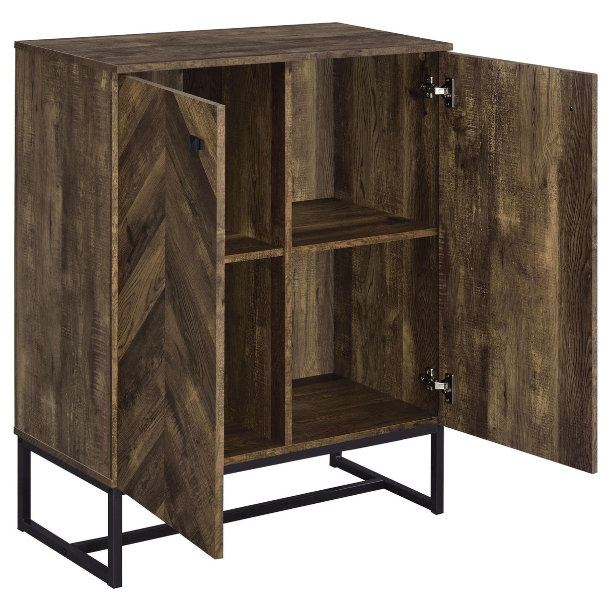 Carolyn Rustic Oak/Gunmetal 2-Door Accent Cabinet