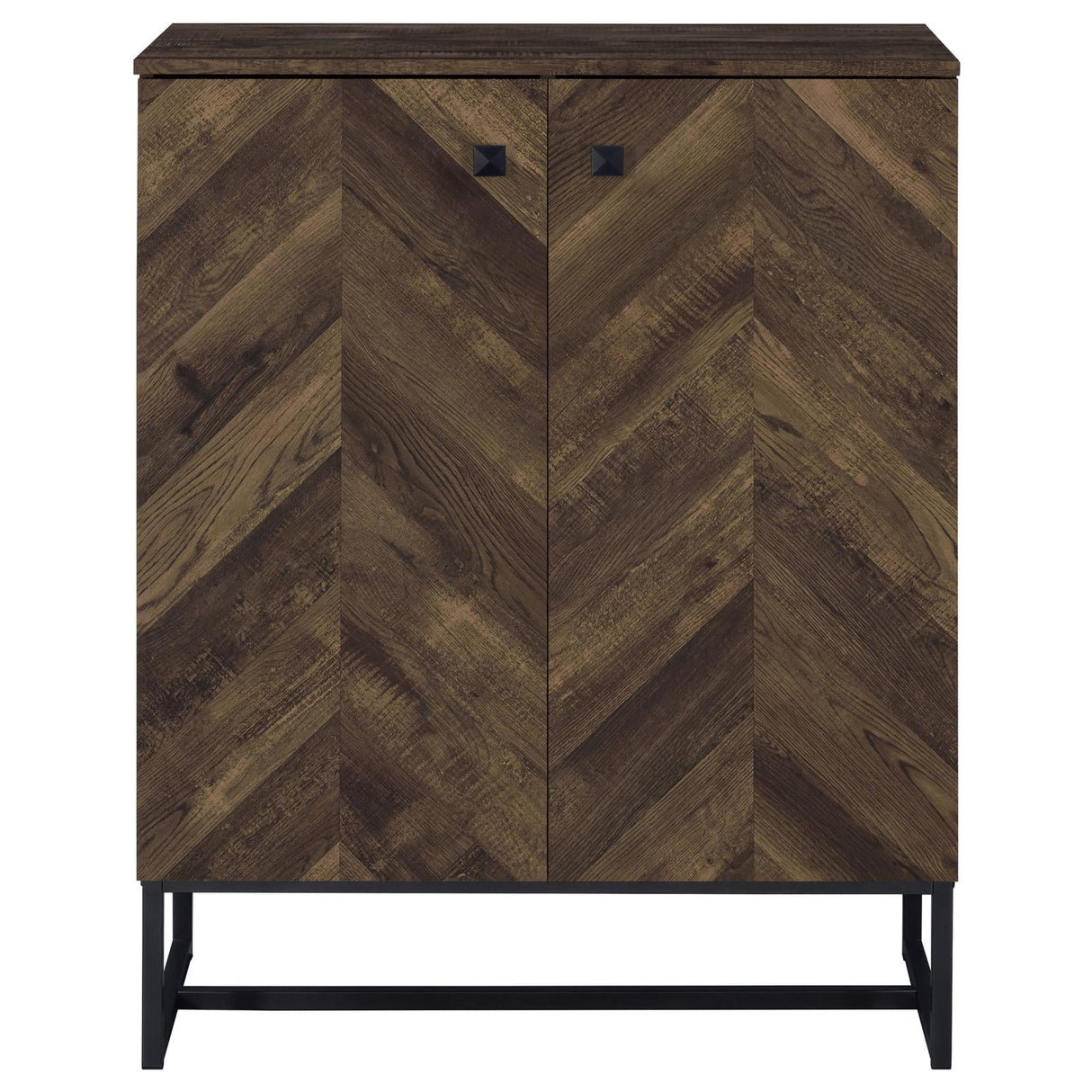 Carolyn Rustic Oak/Gunmetal 2-Door Accent Cabinet