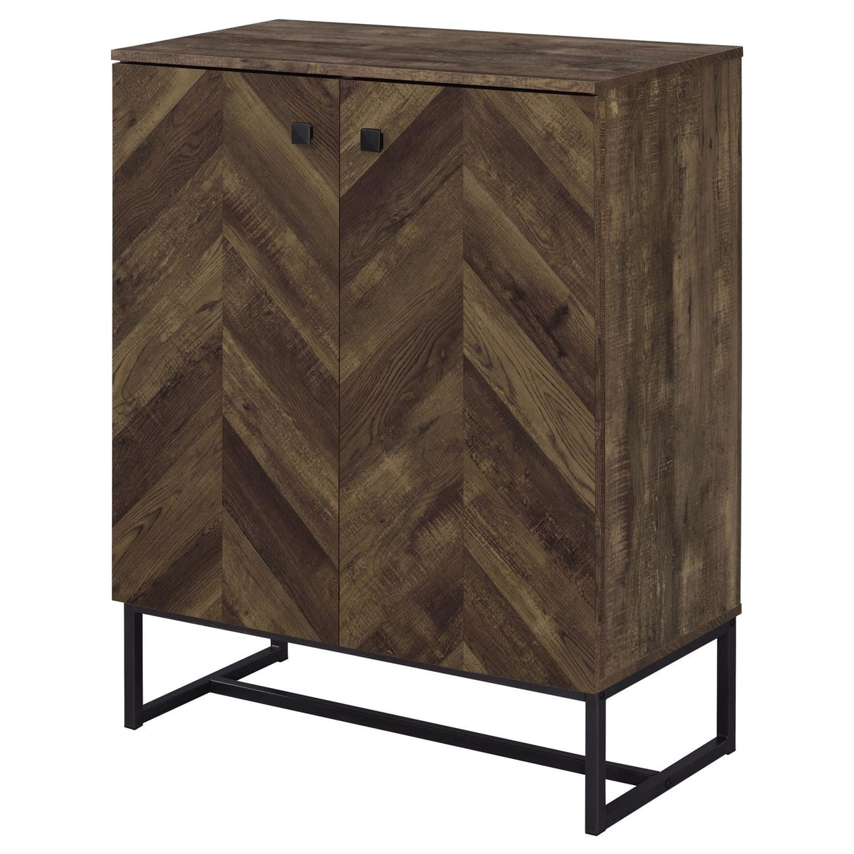 Carolyn Rustic Oak/Gunmetal 2-Door Accent Cabinet