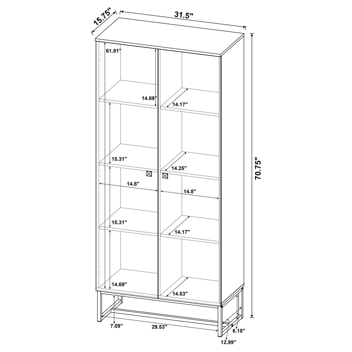 Carolyn Rustic Oak/Gunmetal 2-Door Accent Cabinet