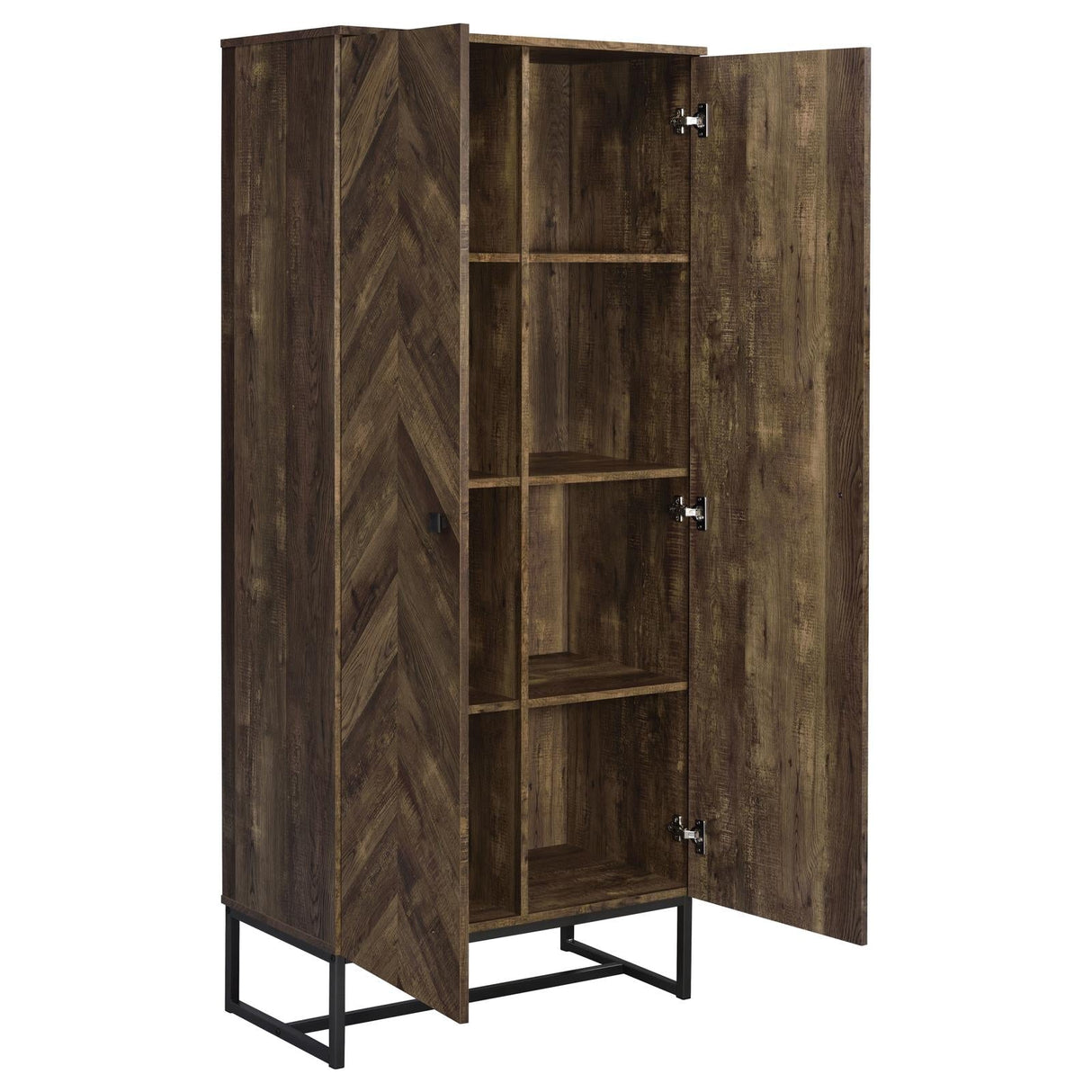 Carolyn Rustic Oak/Gunmetal 2-Door Accent Cabinet