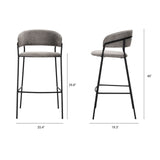 Carolyn Bar Stool w/ Gray Fabric & Matte Black Metal by Mercana at Eve Furniture