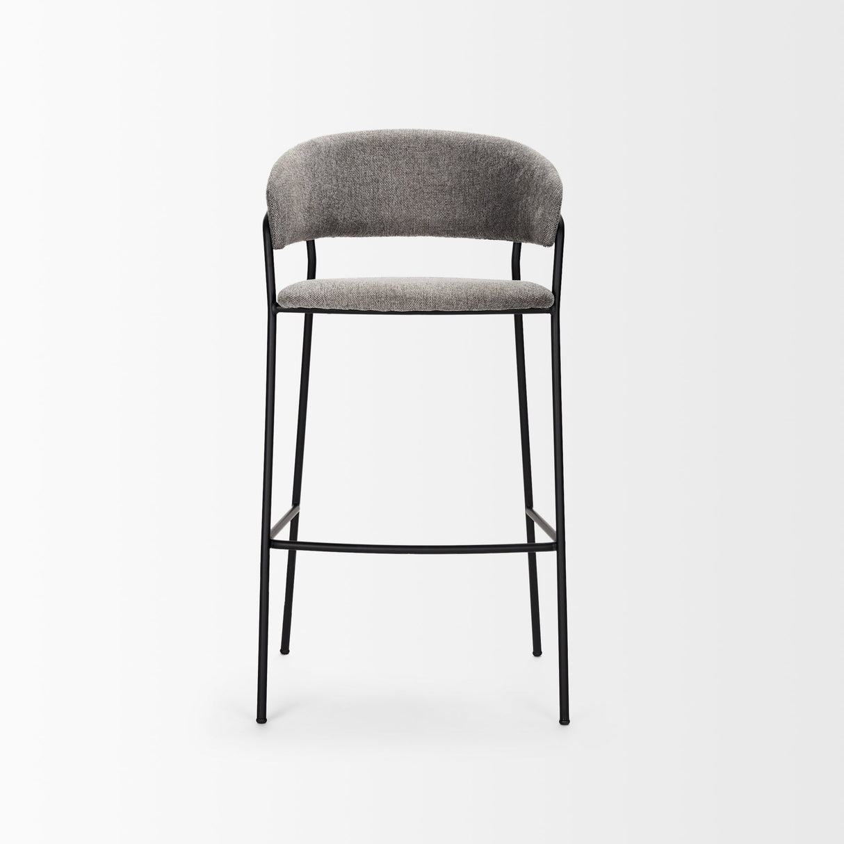 Carolyn Bar Stool w/ Gray Fabric & Matte Black Metal by Mercana at Eve Furniture