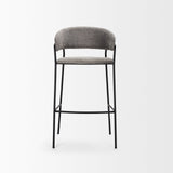 Carolyn Bar Stool w/ Gray Fabric & Matte Black Metal by Mercana at Eve Furniture