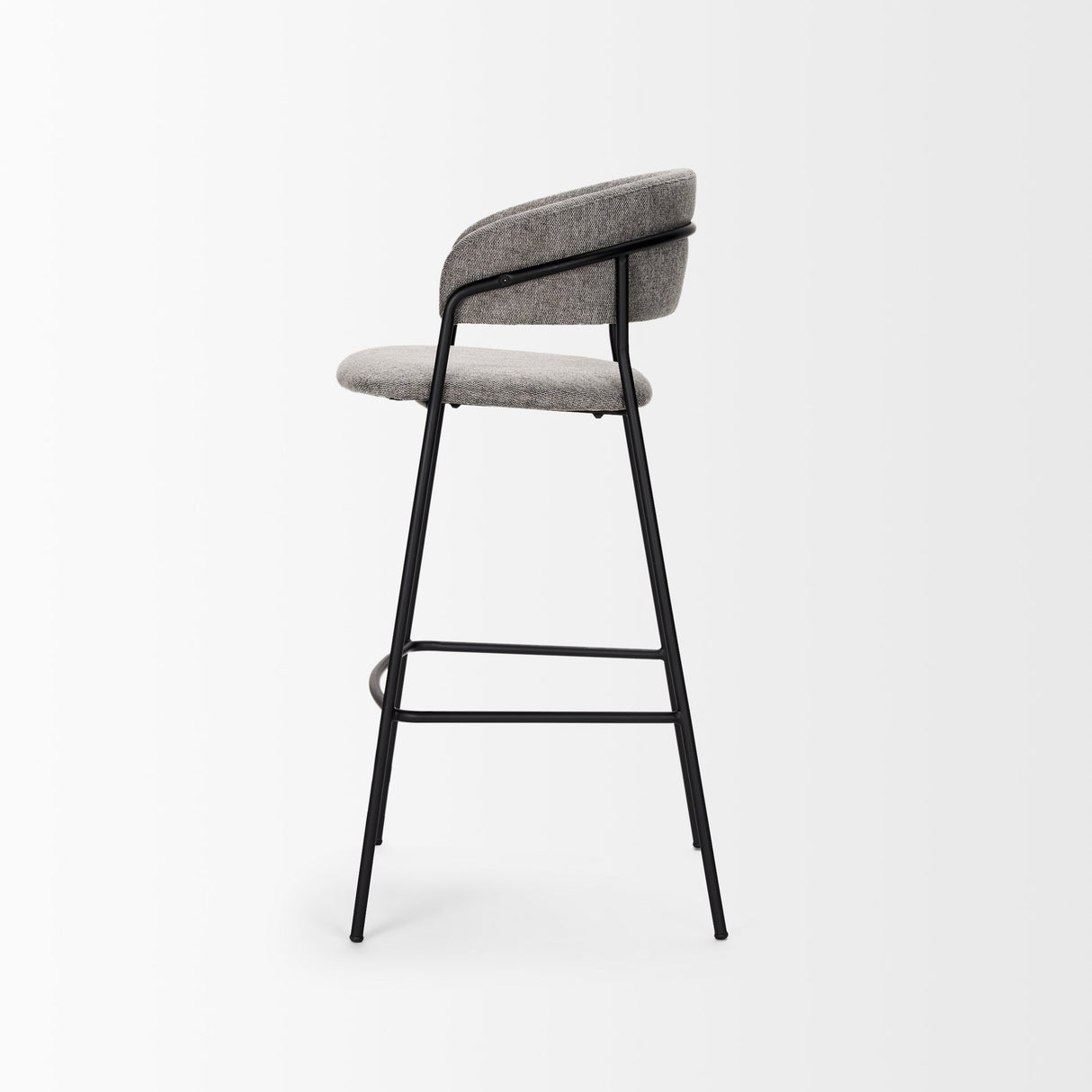 Carolyn Bar Stool w/ Gray Fabric & Matte Black Metal by Mercana at Eve Furniture