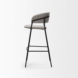 Carolyn Bar Stool w/ Gray Fabric & Matte Black Metal by Mercana at Eve Furniture
