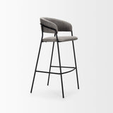 Carolyn Bar Stool w/ Gray Fabric & Matte Black Metal by Mercana at Eve Furniture