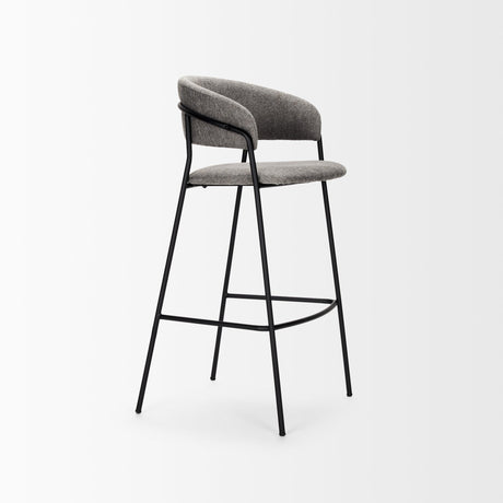 Carolyn Bar Stool w/ Gray Fabric & Matte Black Metal by Mercana at Eve Furniture