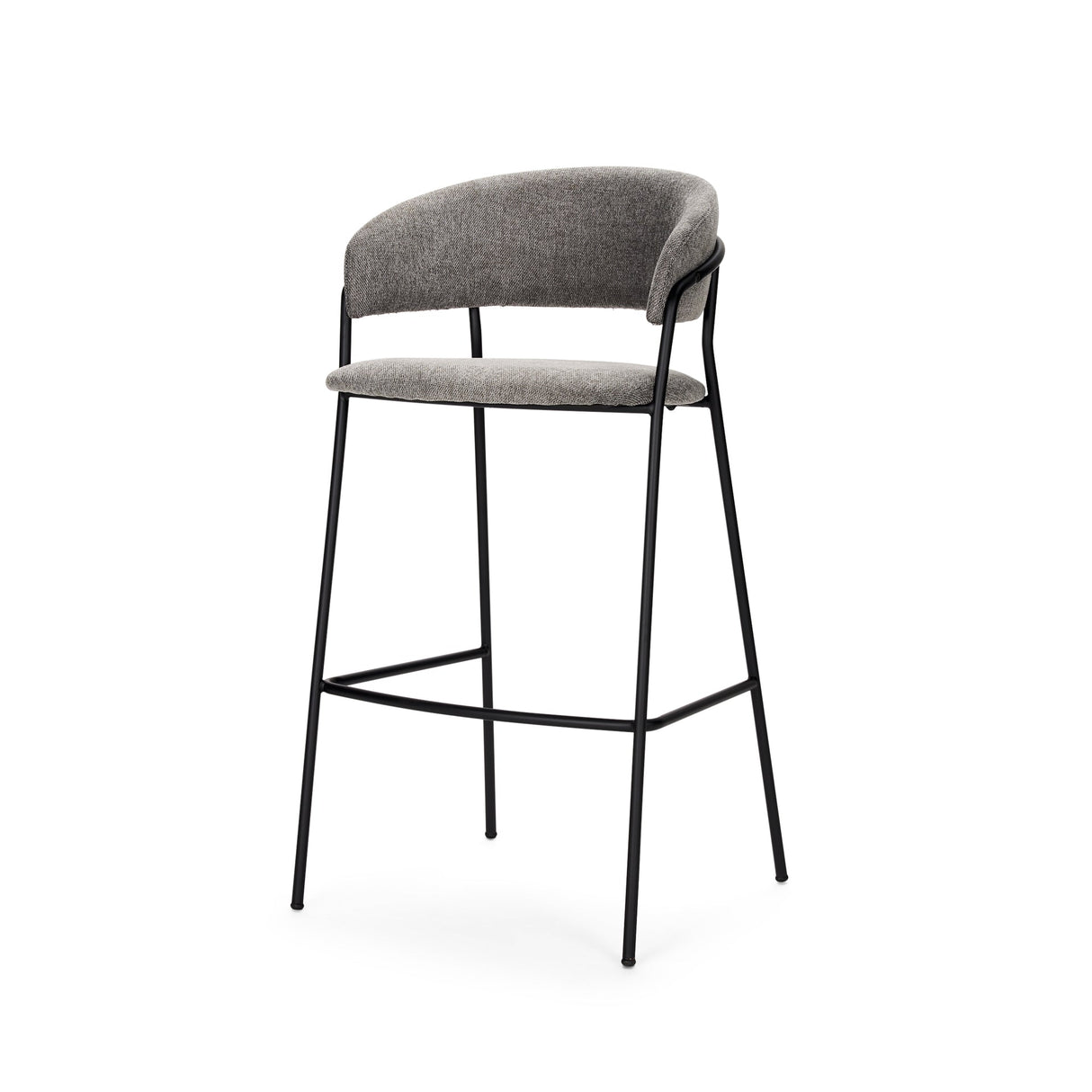 Carolyn Bar Stool w/ Gray Fabric & Matte Black Metal by Mercana at Eve Furniture