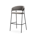 Carolyn Bar Stool w/ Gray Fabric & Matte Black Metal by Mercana at Eve Furniture