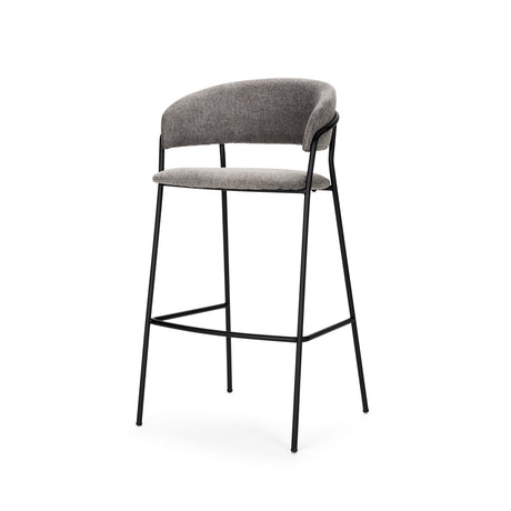 Carolyn Bar Stool w/ Gray Fabric & Matte Black Metal by Mercana at Eve Furniture