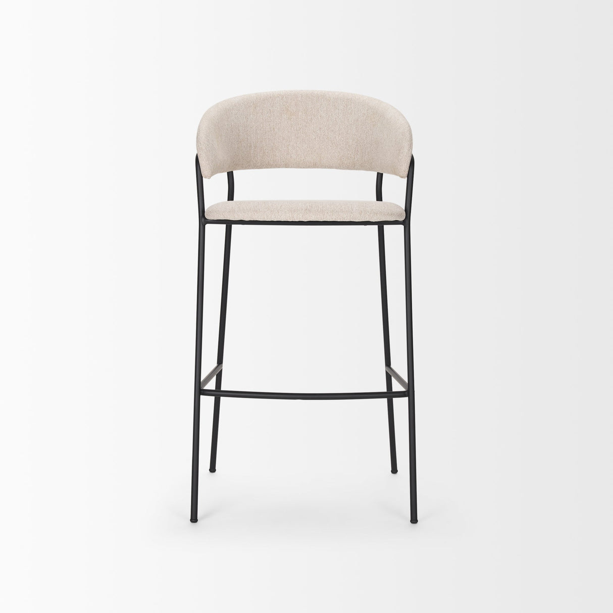 Carolyn Bar Stool w/ Oatmeal Fabric & Matte Black Metal by Mercana at Eve Furniture