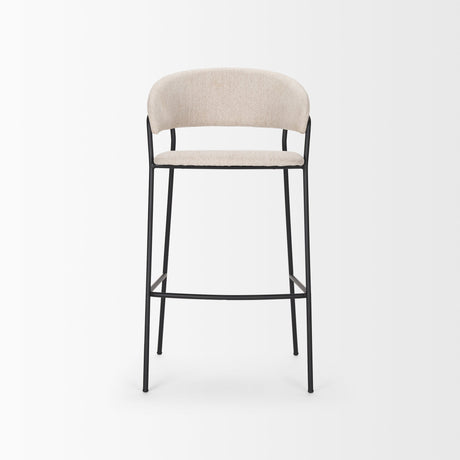 Carolyn Bar Stool w/ Oatmeal Fabric & Matte Black Metal by Mercana at Eve Furniture