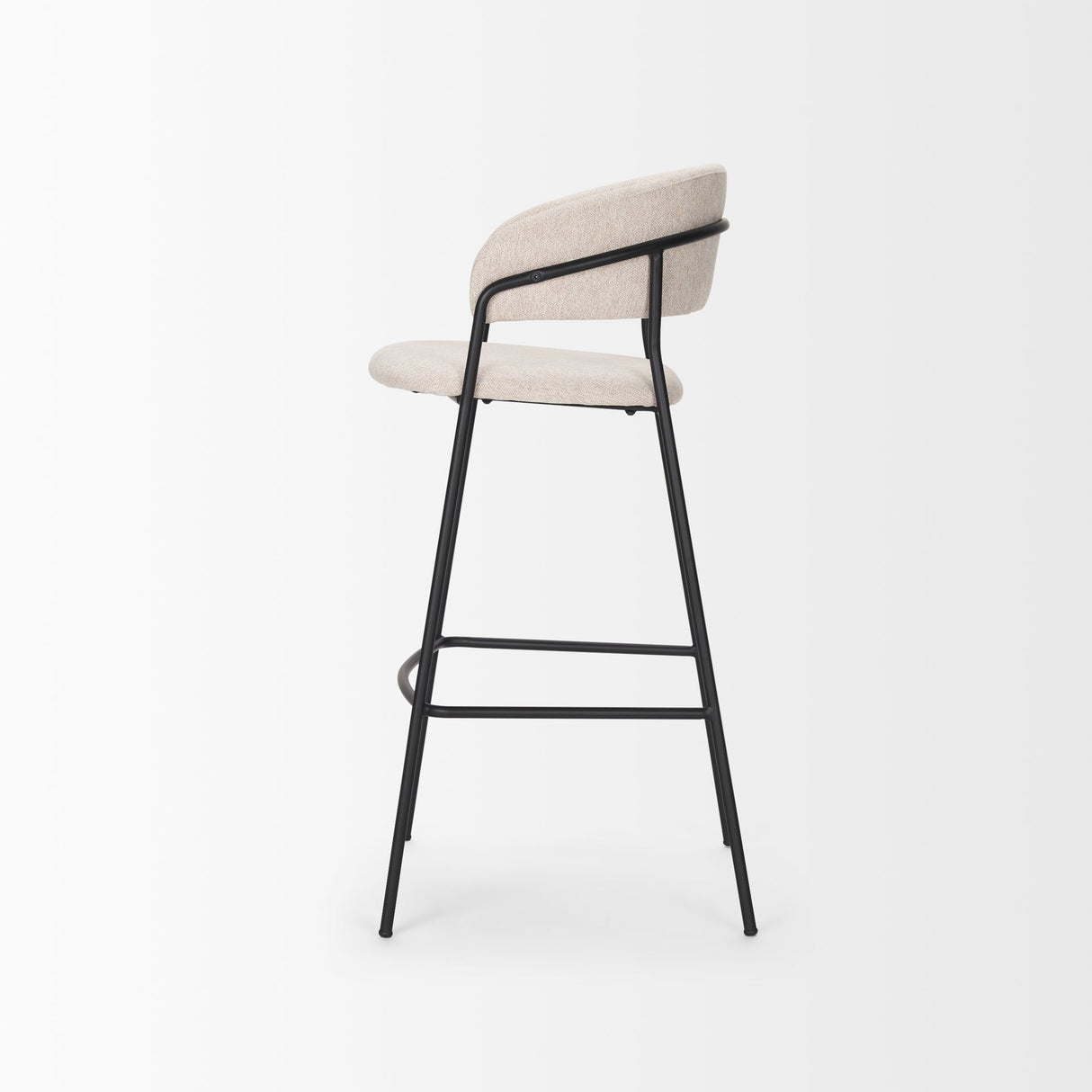 Carolyn Bar Stool w/ Oatmeal Fabric & Matte Black Metal by Mercana at Eve Furniture
