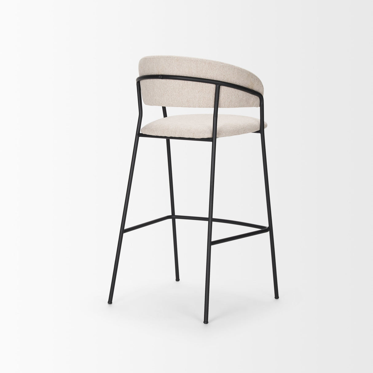 Carolyn Bar Stool w/ Oatmeal Fabric & Matte Black Metal by Mercana at Eve Furniture