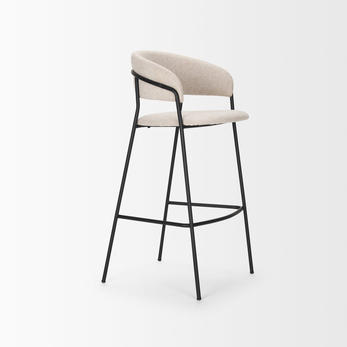 Carolyn Bar Stool w/ Oatmeal Fabric & Matte Black Metal by Mercana at Eve Furniture