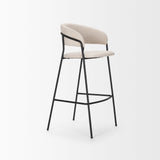 Carolyn Bar Stool w/ Oatmeal Fabric & Matte Black Metal by Mercana at Eve Furniture