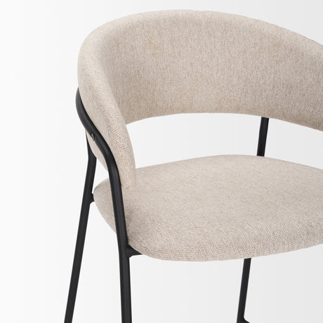 Carolyn Bar Stool w/ Oatmeal Fabric & Matte Black Metal by Mercana at Eve Furniture