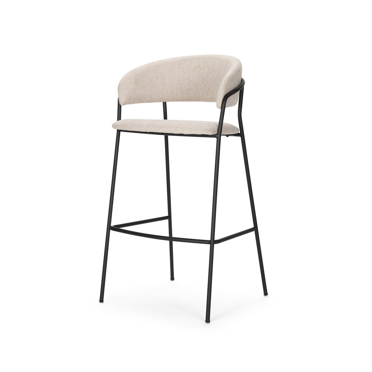 Carolyn Bar Stool w/ Oatmeal Fabric & Matte Black Metal by Mercana at Eve Furniture