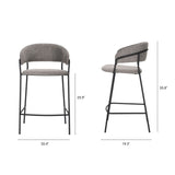 Carolyn Counter Stool w/ Gray Fabric & Matte Black Metal by Mercana at Eve Furniture