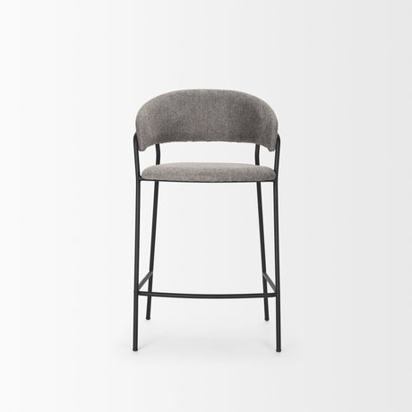 Carolyn Counter Stool w/ Gray Fabric & Matte Black Metal by Mercana at Eve Furniture