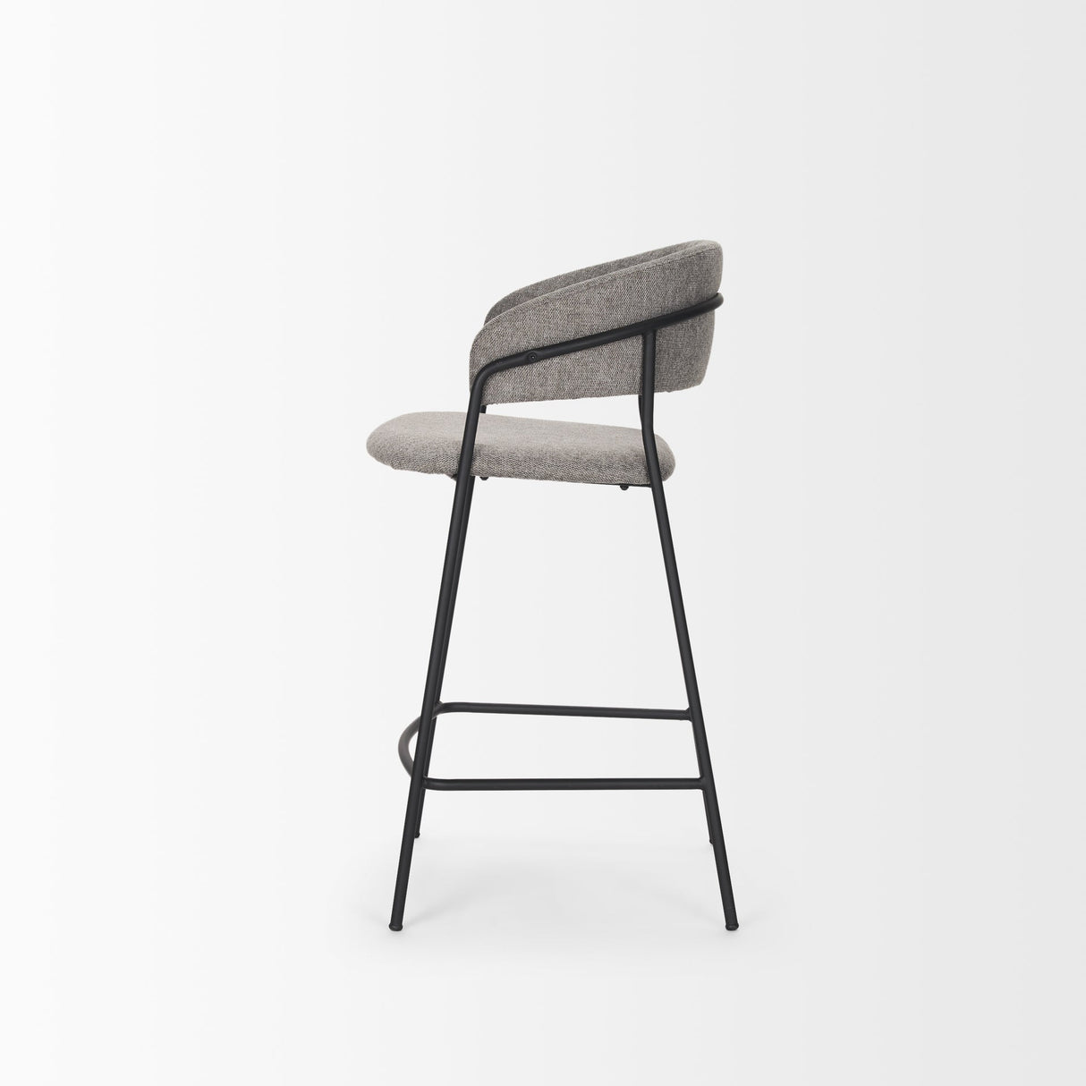 Carolyn Counter Stool w/ Gray Fabric & Matte Black Metal by Mercana at Eve Furniture