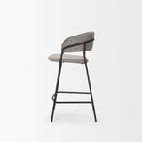 Carolyn Counter Stool w/ Gray Fabric & Matte Black Metal by Mercana at Eve Furniture
