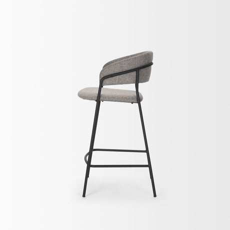 Carolyn Counter Stool w/ Gray Fabric & Matte Black Metal by Mercana at Eve Furniture