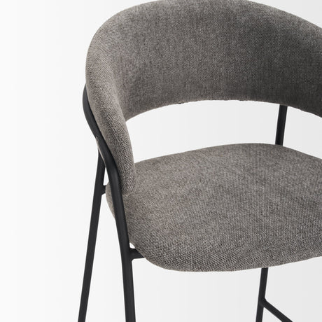 Carolyn Counter Stool w/ Gray Fabric & Matte Black Metal by Mercana at Eve Furniture