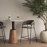 Carolyn Counter Stool w/ Gray Fabric & Matte Black Metal by Mercana at Eve Furniture