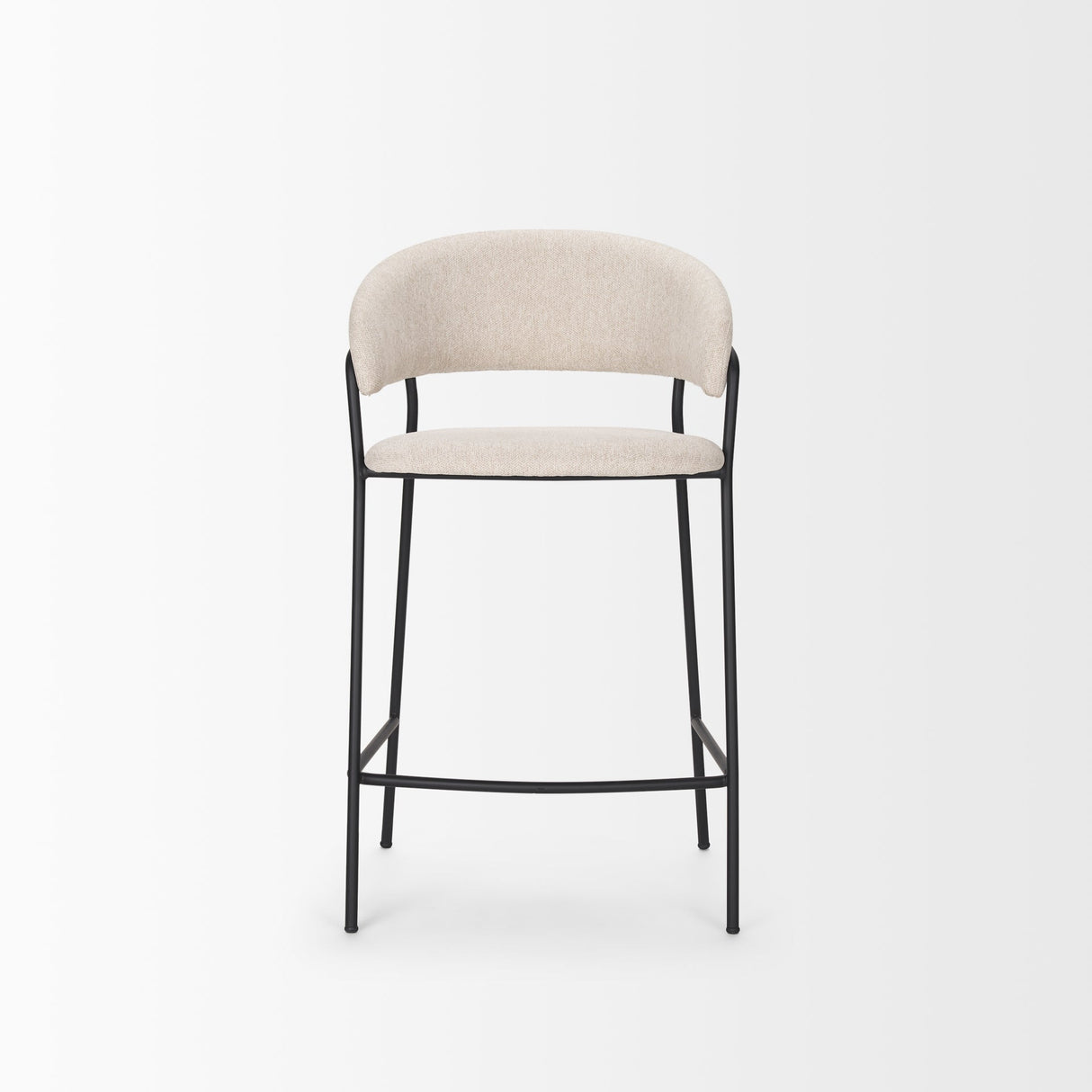 Carolyn Counter Stool w/ Oatmeal Fabric & Matte Black Metal by Mercana at Eve Furniture