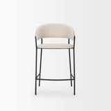 Carolyn Counter Stool w/ Oatmeal Fabric & Matte Black Metal by Mercana at Eve Furniture