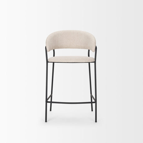 Carolyn Counter Stool w/ Oatmeal Fabric & Matte Black Metal by Mercana at Eve Furniture