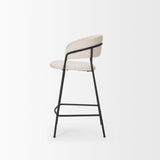 Carolyn Counter Stool w/ Oatmeal Fabric & Matte Black Metal by Mercana at Eve Furniture